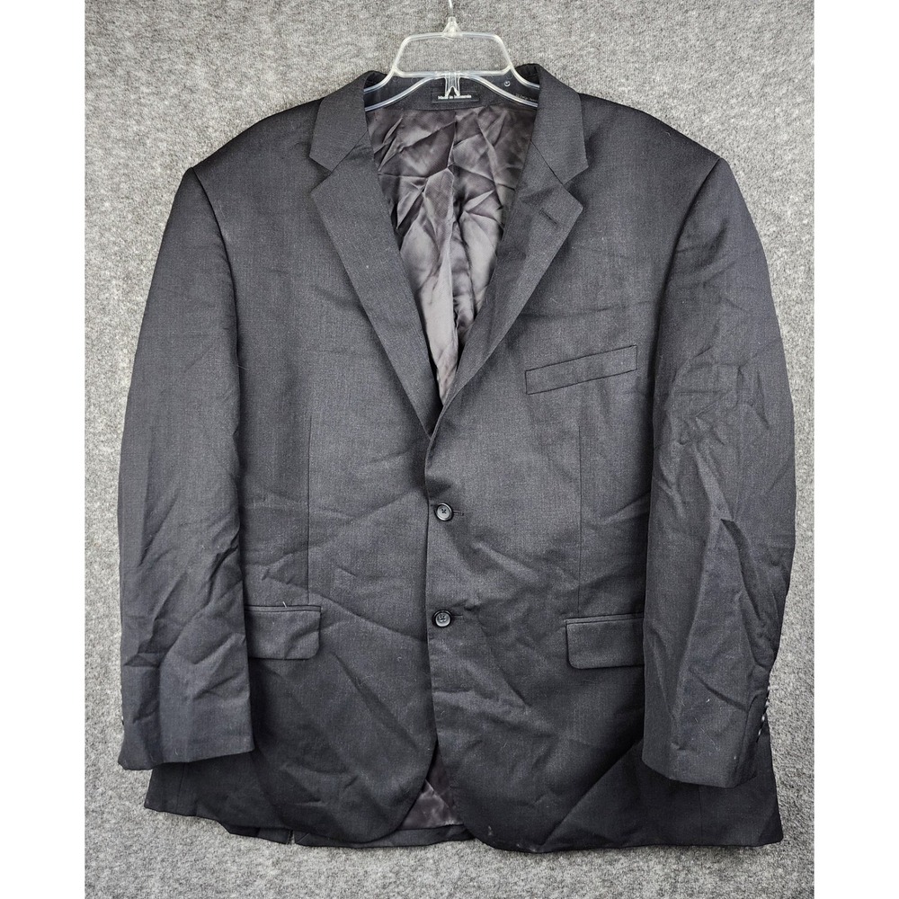 Pronto Uomo Blazer Mens 48R Platinum Black Wool Button-Down EUC